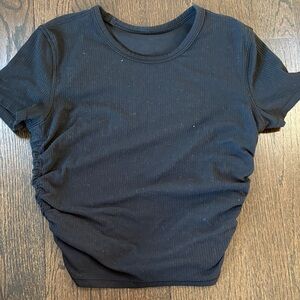 Lululemon All It Takes Tee *Ribbed Nulu Black Ruched Women's Top